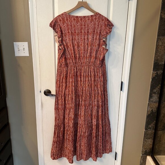 Sweet Magnolia | XXL Short Sleeve Tiered Maxi Dress Viscose Lined Boho Peasant - Picture 9 of 12